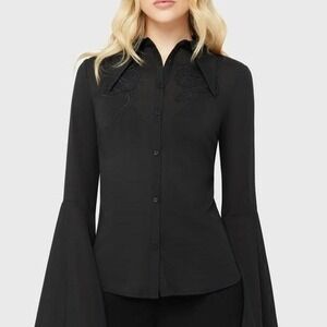 Killstar serpents den button up blouse flare sleeve whimsygoth